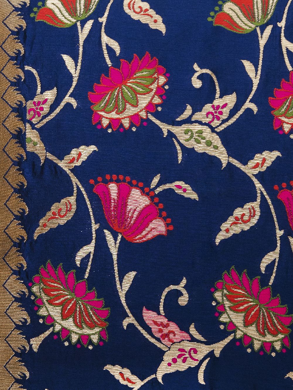 Blue Brocade  Banarasi Cushion Cover - Size 16 x 16 Inch