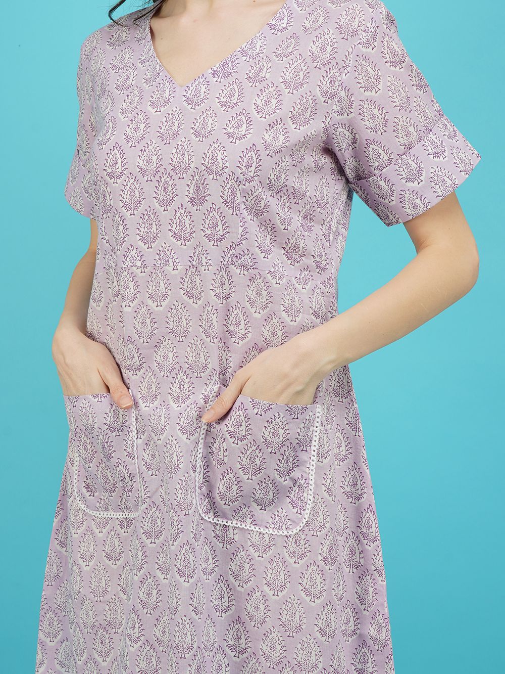 Light Purple Printed Cotton Dress