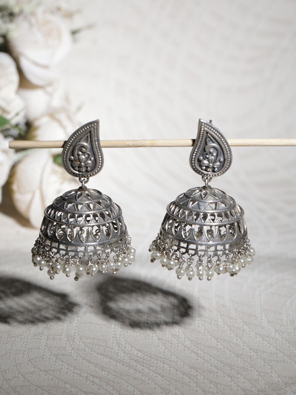 Silver Tone Brass Stud Earrings