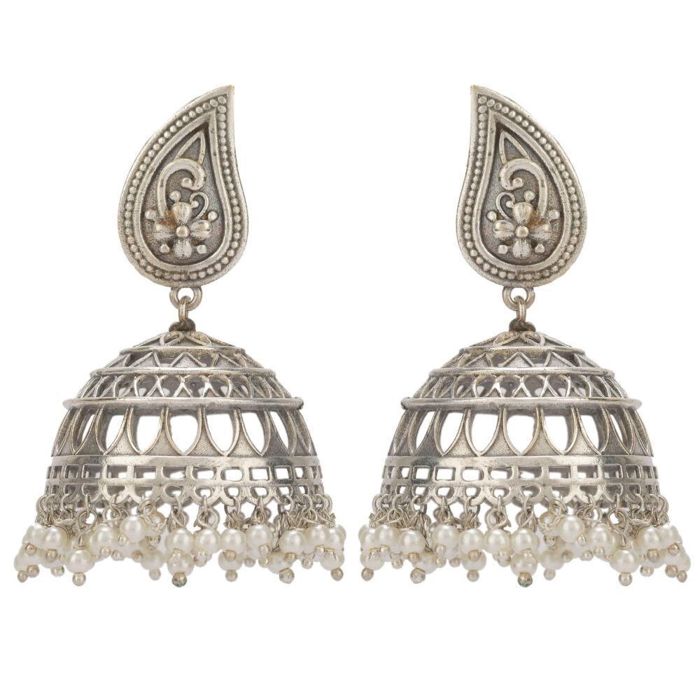 Silver Tone Brass Stud Earrings
