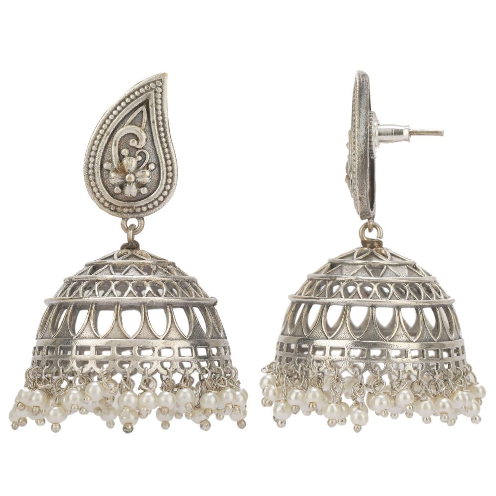Silver Tone Brass Stud Earrings