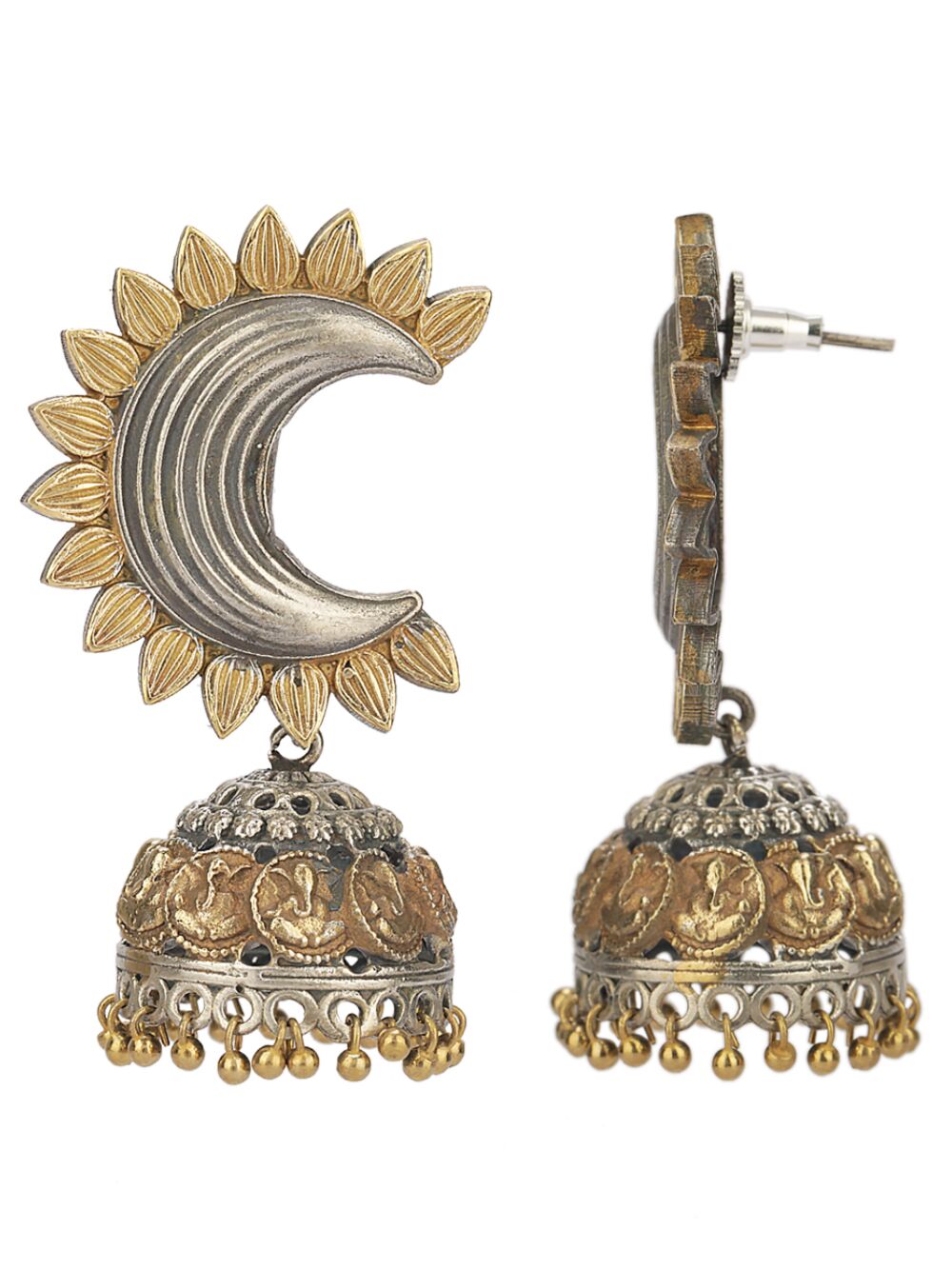Dual Tone Brass Stud Jhumka
