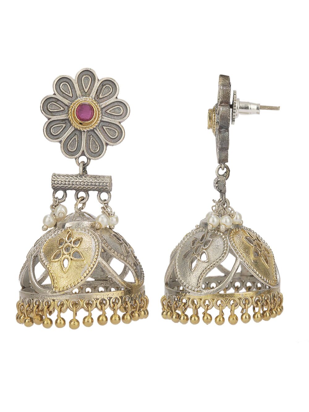 Dual Tone Brass Stud Jhumka
