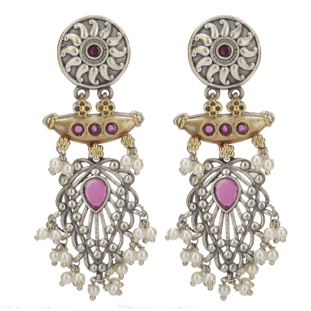 Handcrafted Dual Tone Brass Earrings