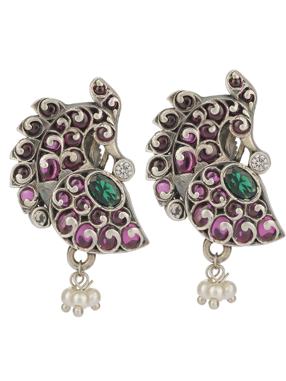 Handcrafted Silver Tone Brass Earrings