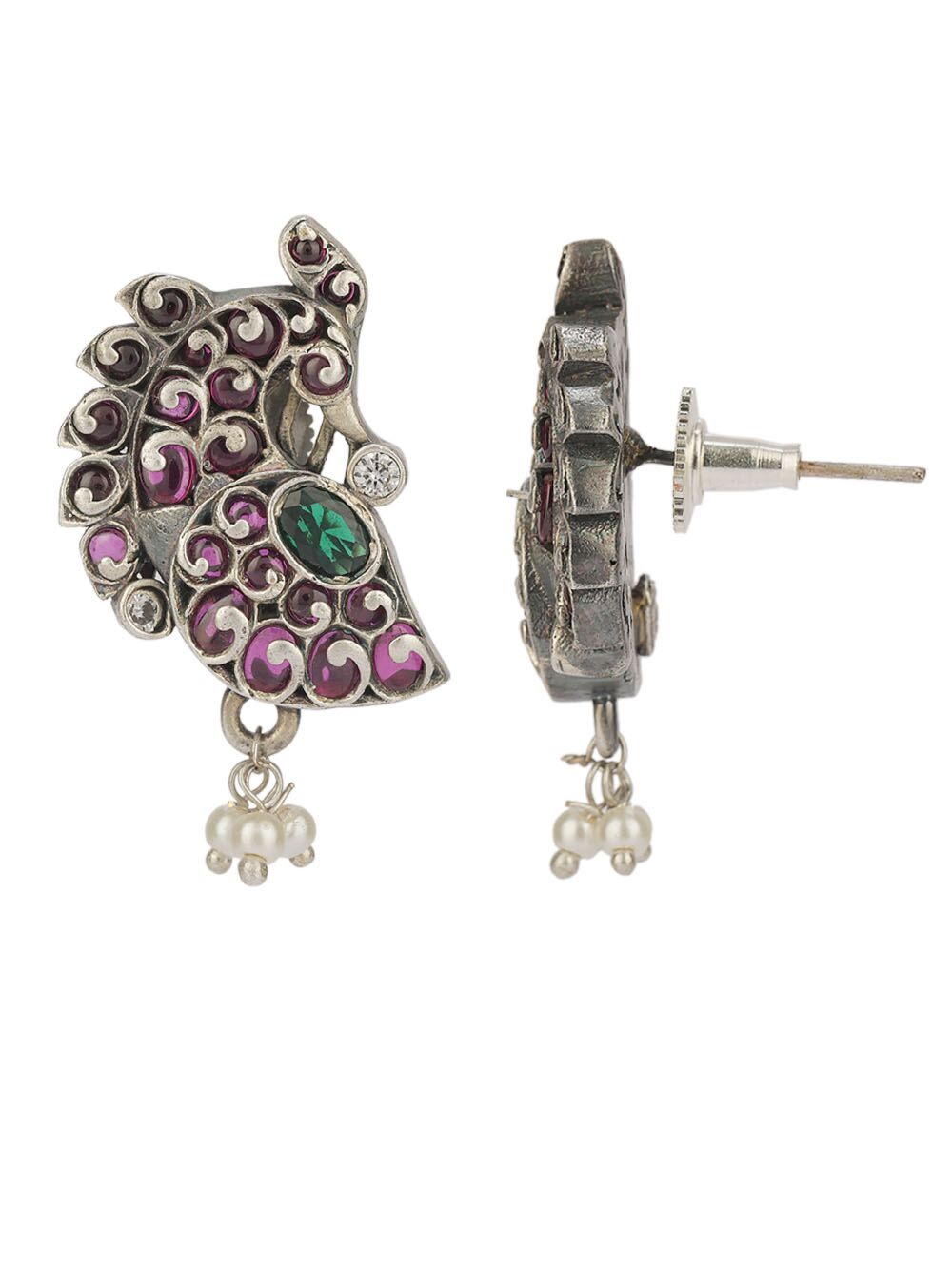 Handcrafted Silver Tone Brass Earrings