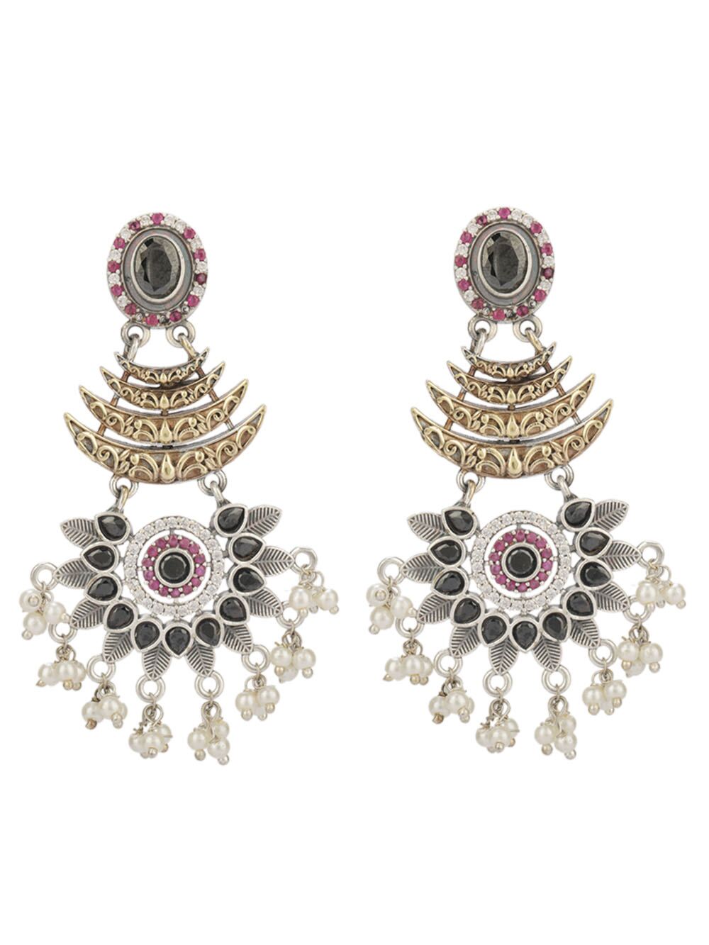 Dual Tone Handcrafted Brass Stud Earrings