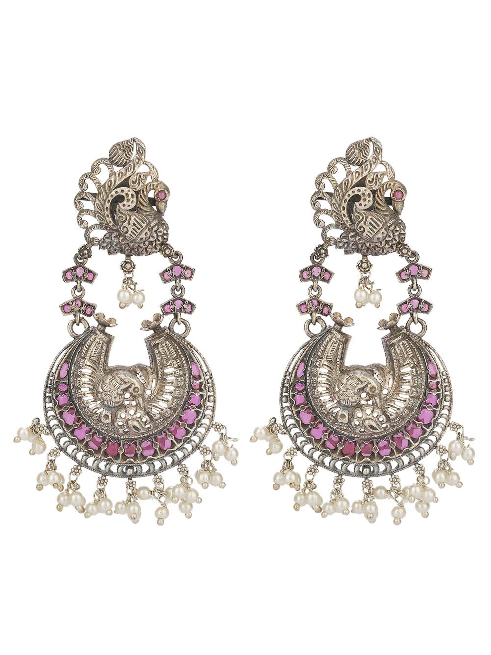 Silver Tone Handcrafted Brass Earrings