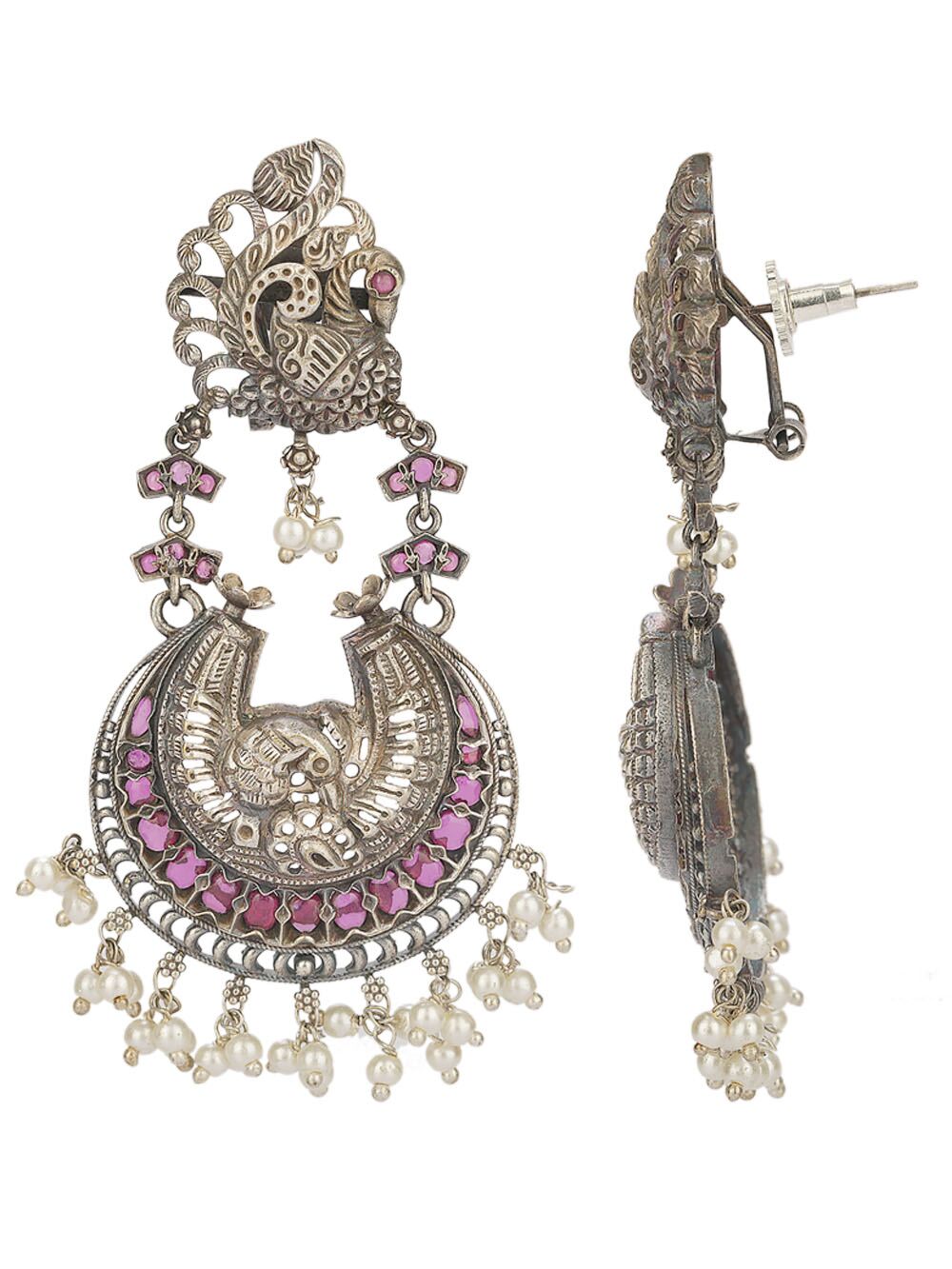 Silver Tone Handcrafted Brass Earrings
