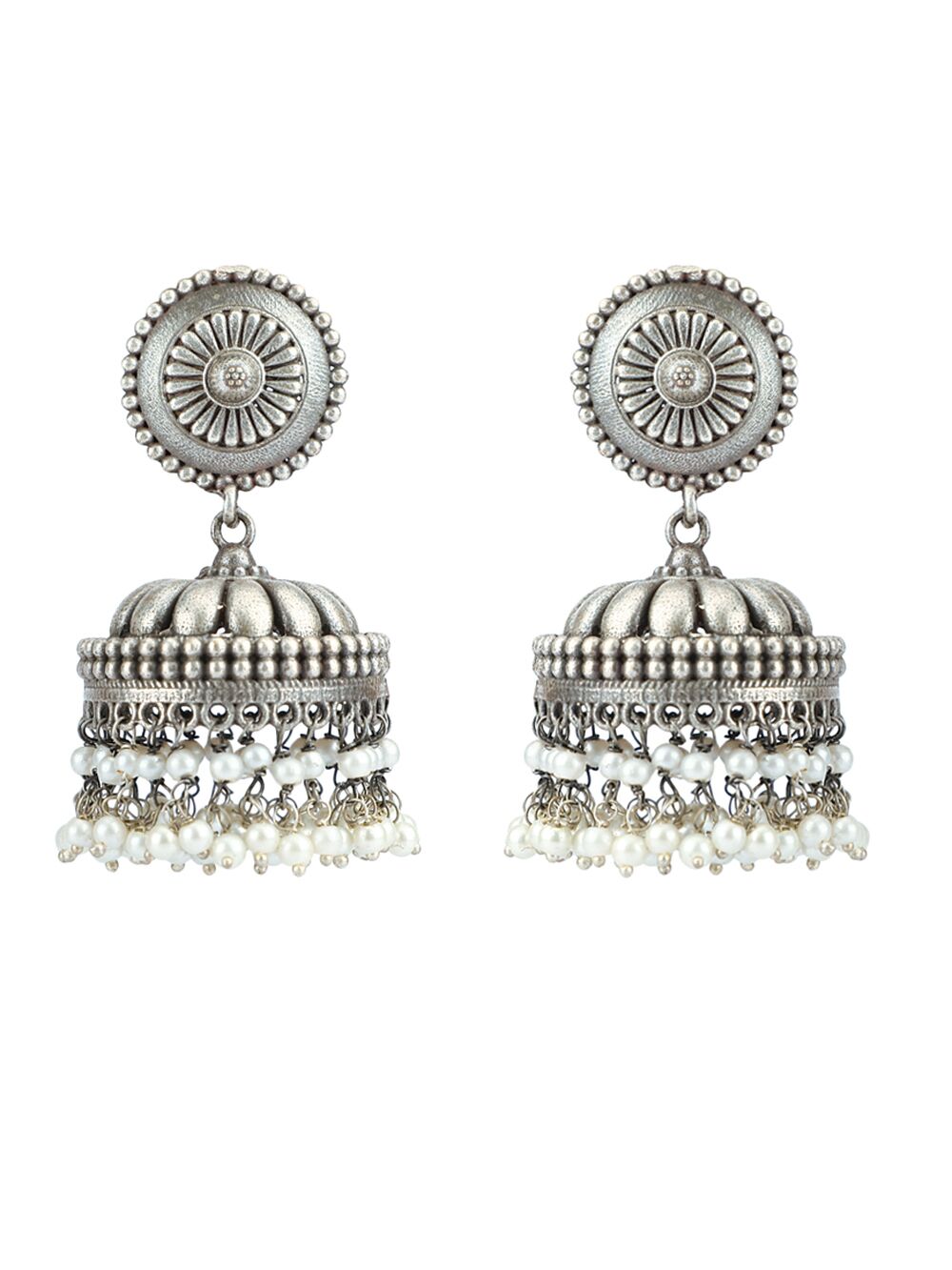 SILVER TONE HANDCRAFTED BRASS JHUMKA