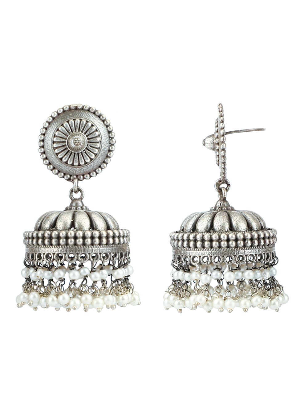 SILVER TONE HANDCRAFTED BRASS JHUMKA