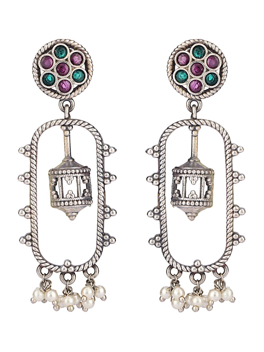 Handcrafted Silver Tone Brass Earrings