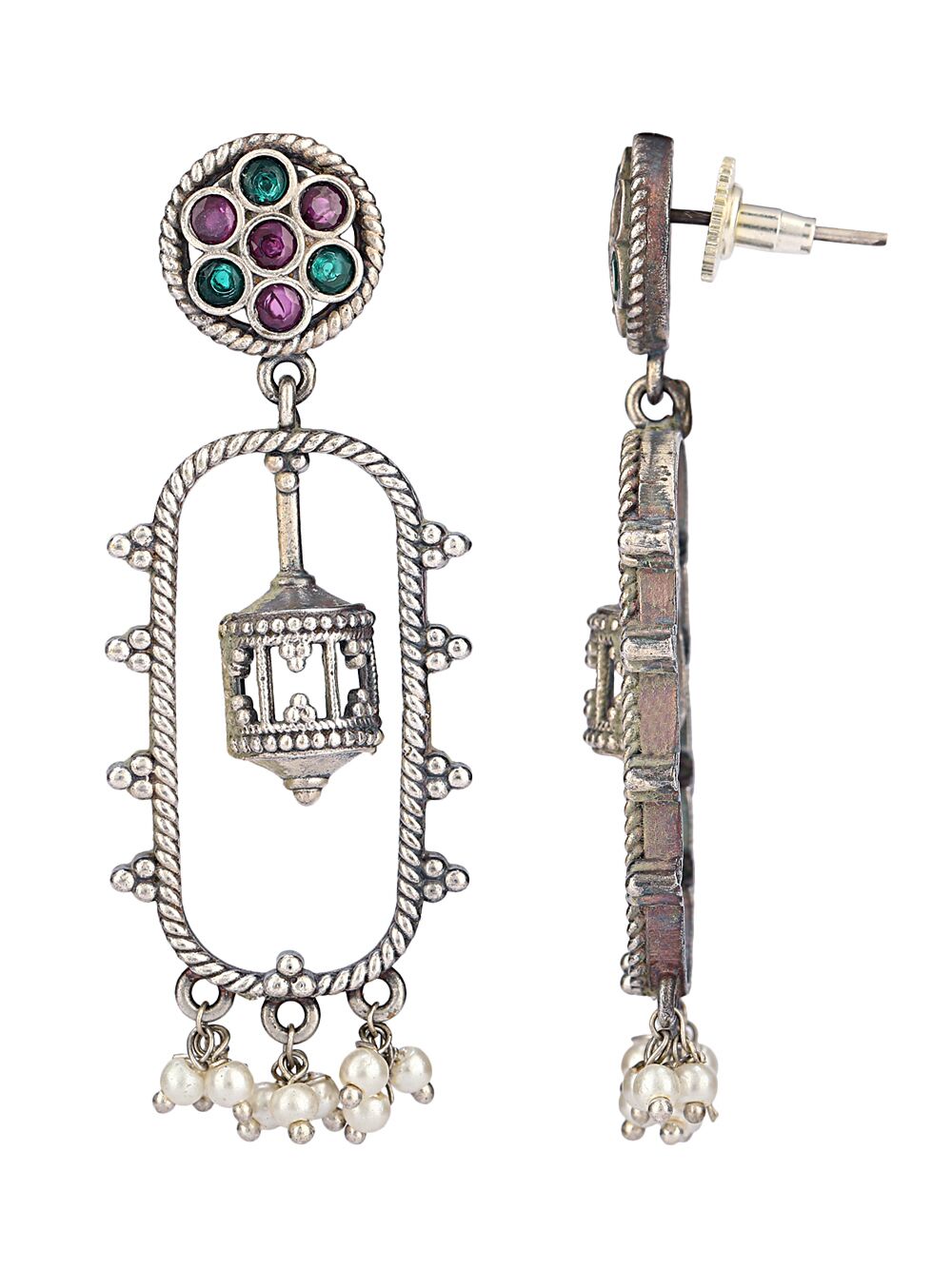 Handcrafted Silver Tone Brass Earrings