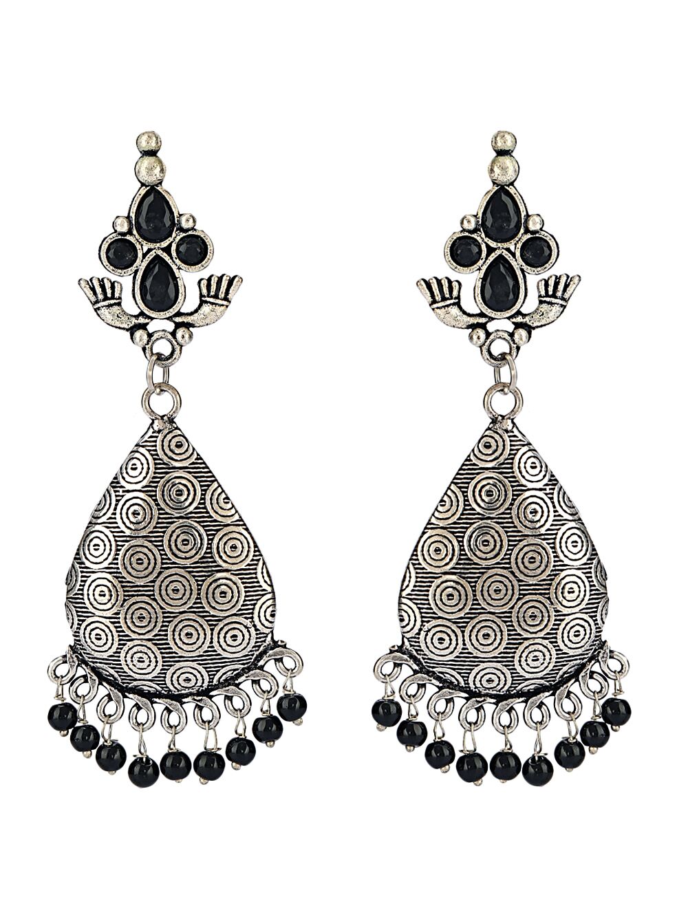Blue Silver Tone Brass Earrings