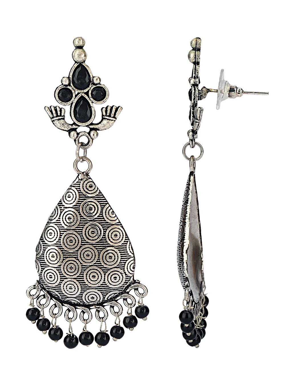 Blue Silver Tone Brass Earrings