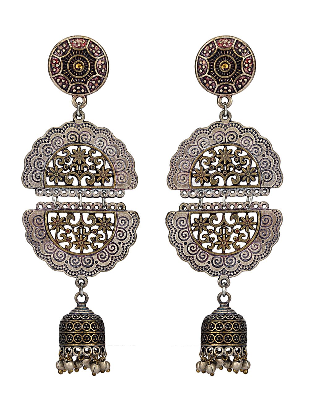 Handcrafted Dual Tone Brass Earrings