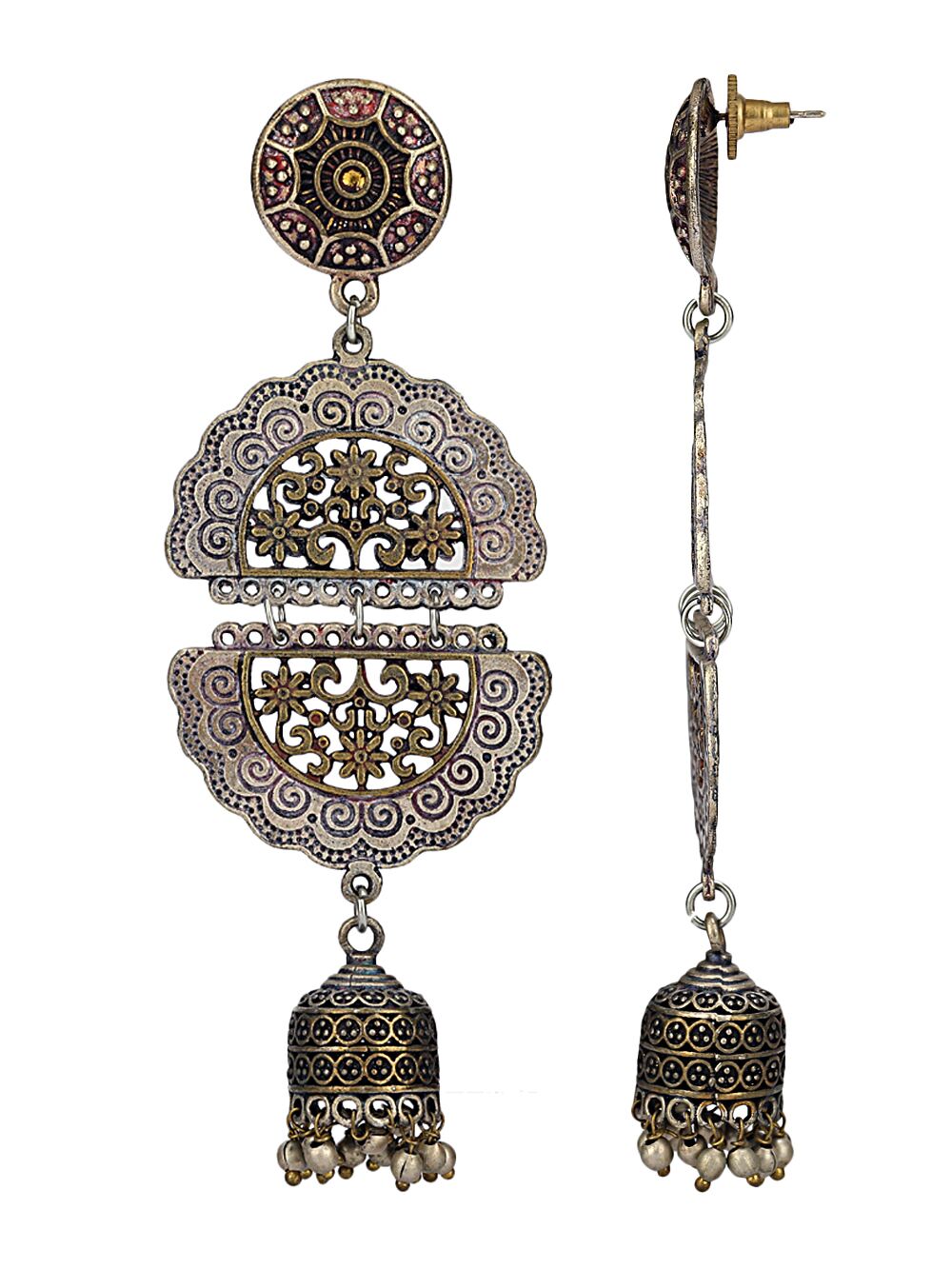 Handcrafted Dual Tone Brass Earrings