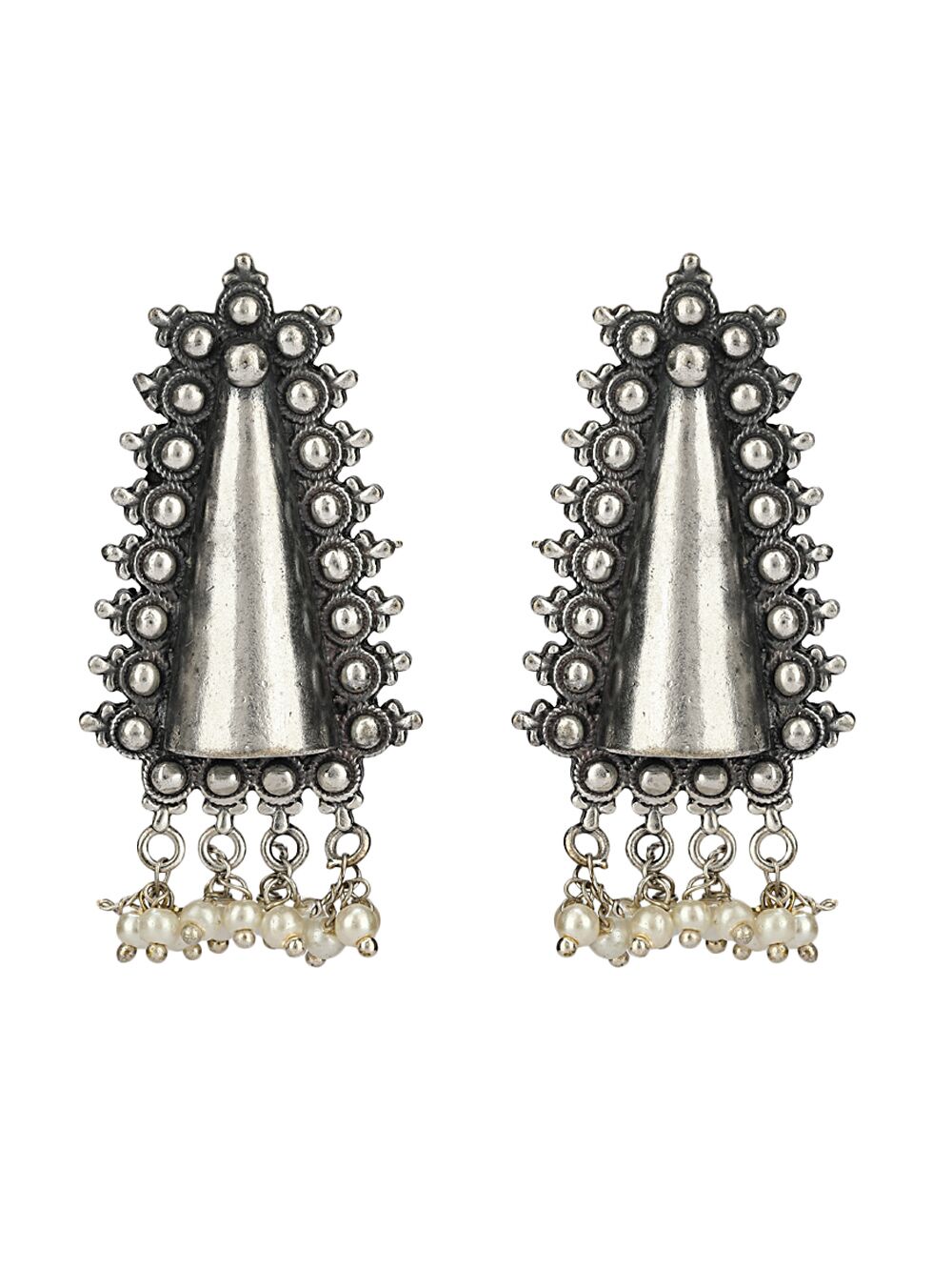Handcrafted Silver Tone Brass Earrings