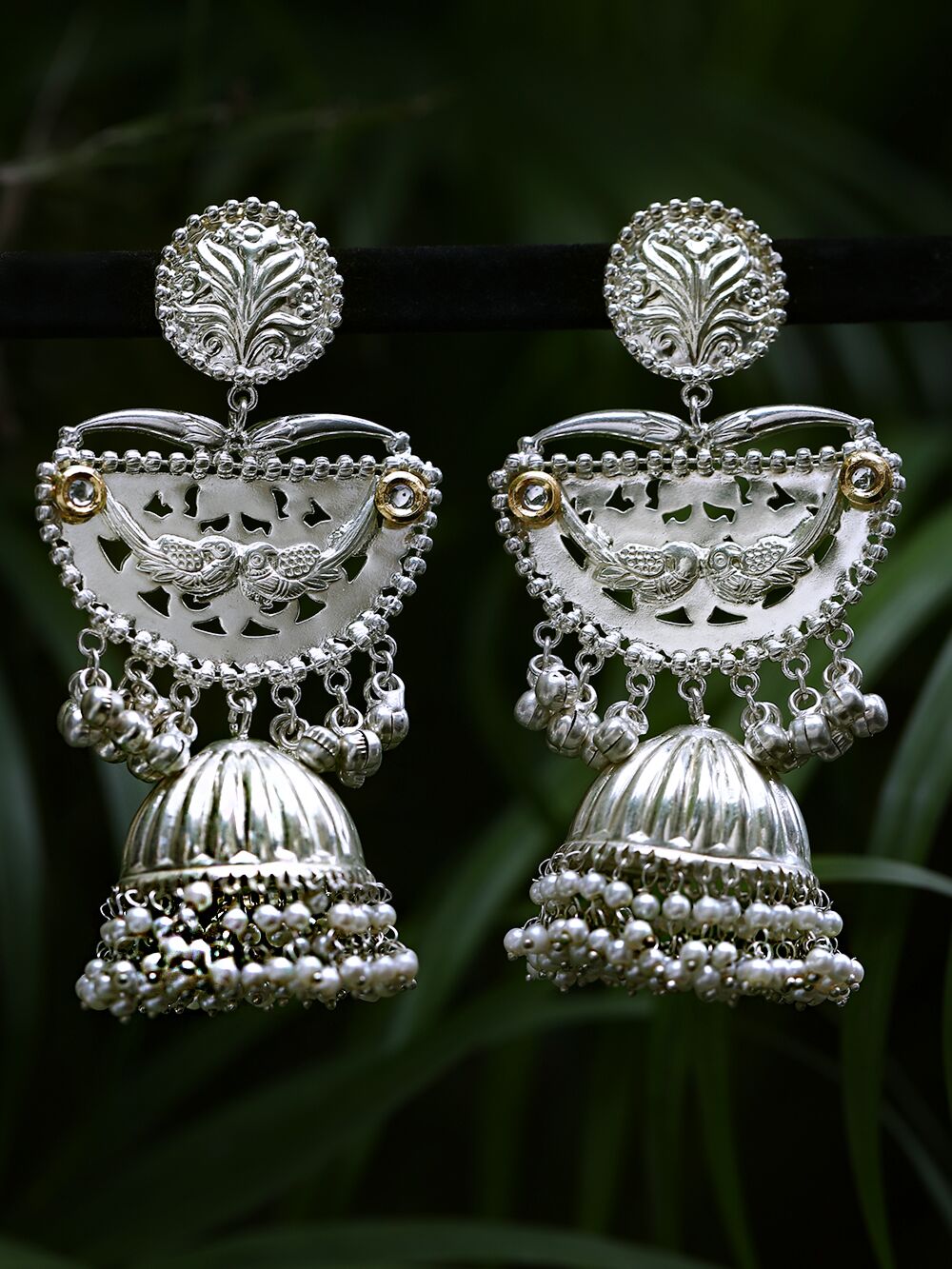 Ghungroo Style Silver Tone Jhumka