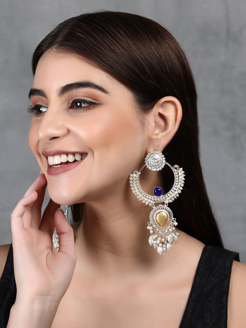 Blue Stone Style Silver Tone Earrings