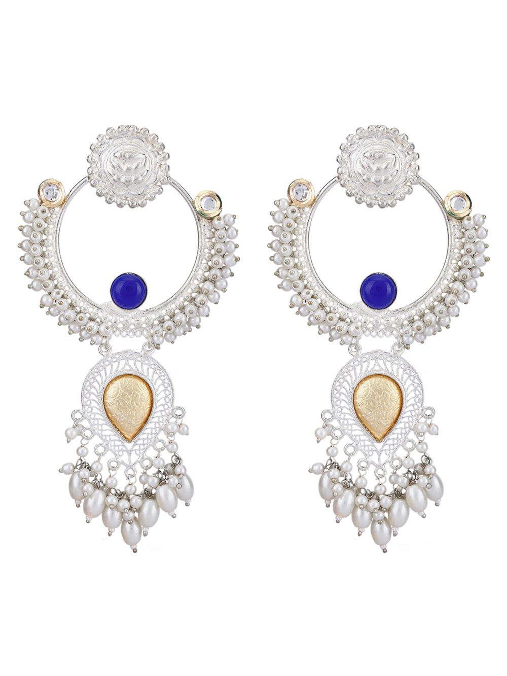 Blue Stone Style Silver Tone Earrings