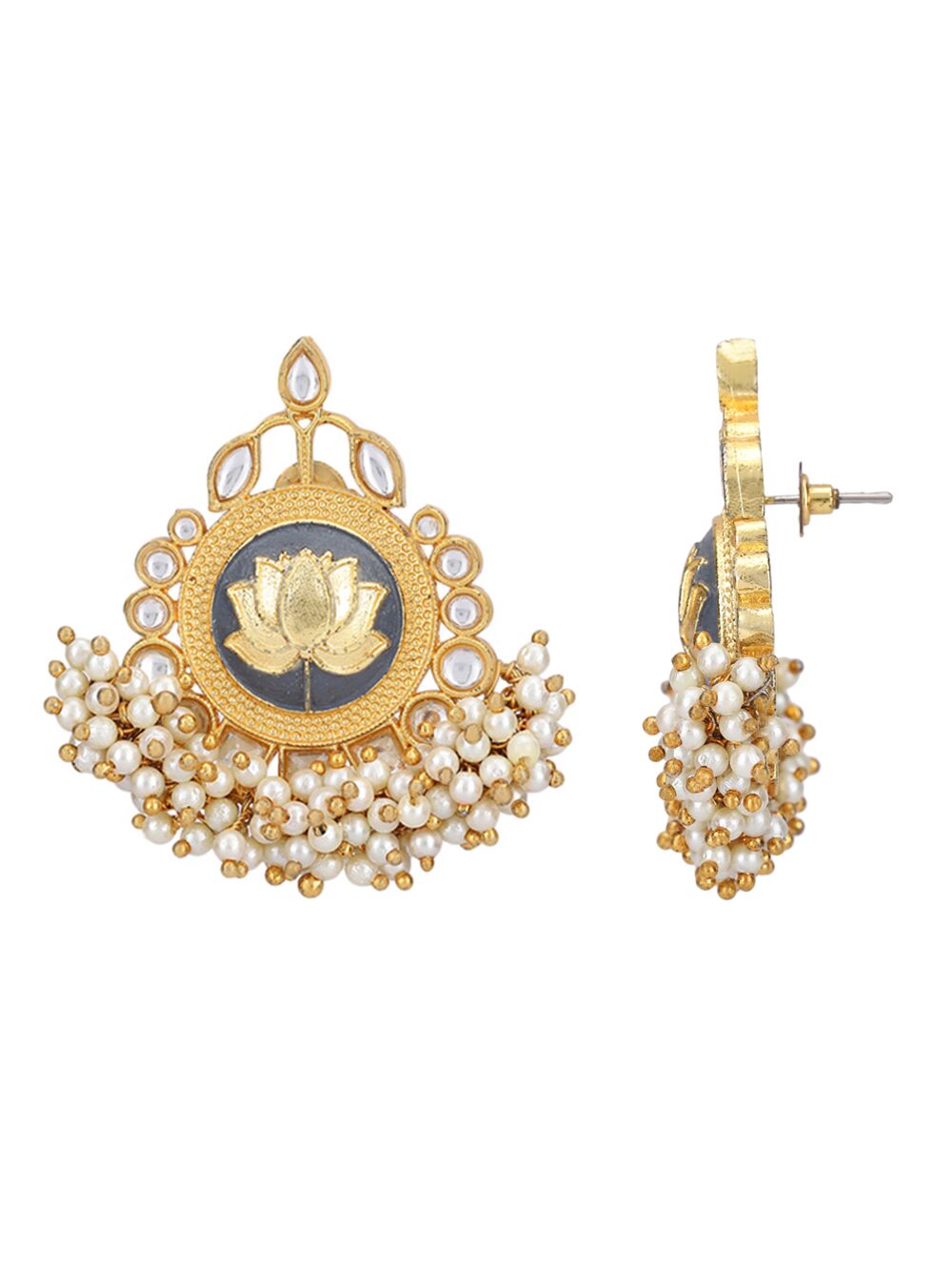 Lotus Style Matte Gold Earrings