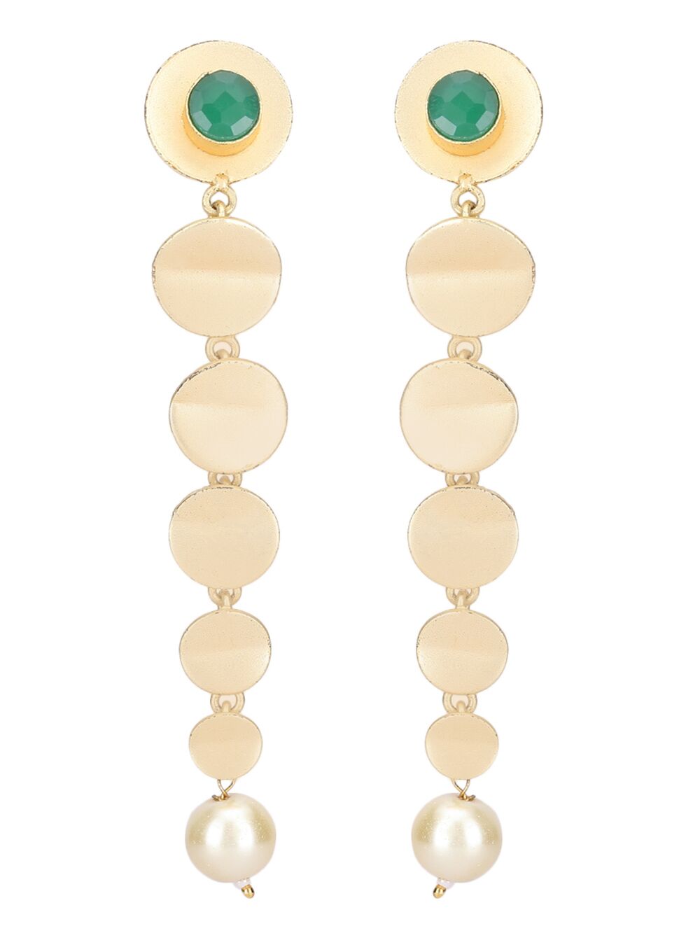 Long Pattern Matte Gold Earrings