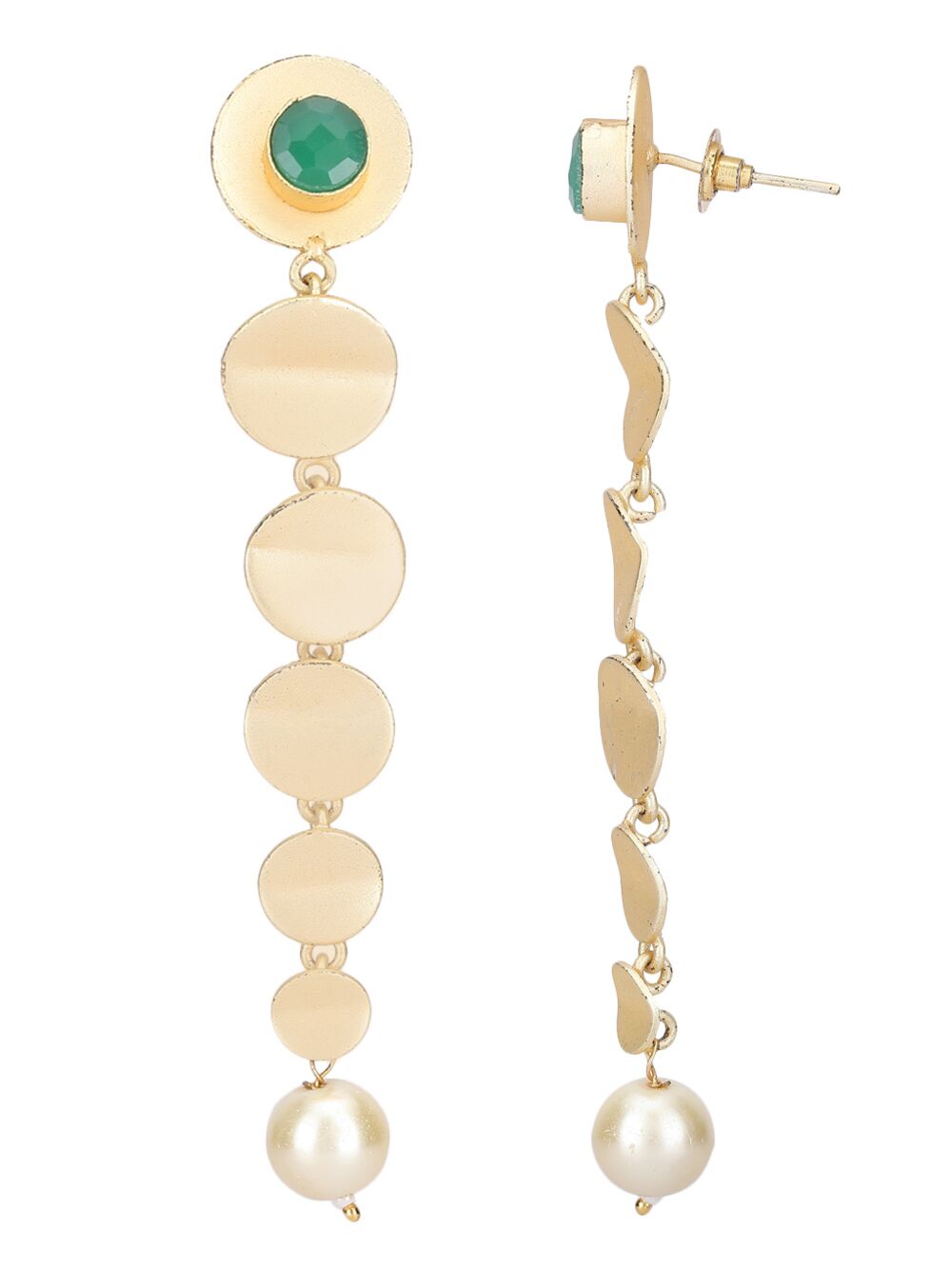 Long Pattern Matte Gold Earrings