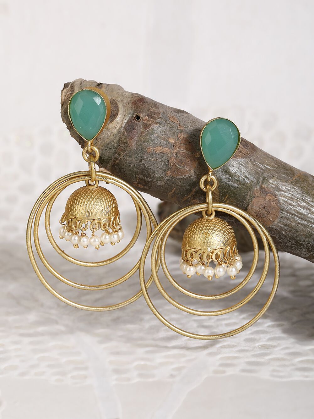 Round Shape Matte Gold Earrings