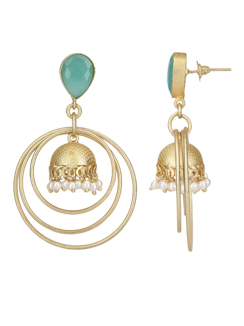 Round Shape Matte Gold Earrings