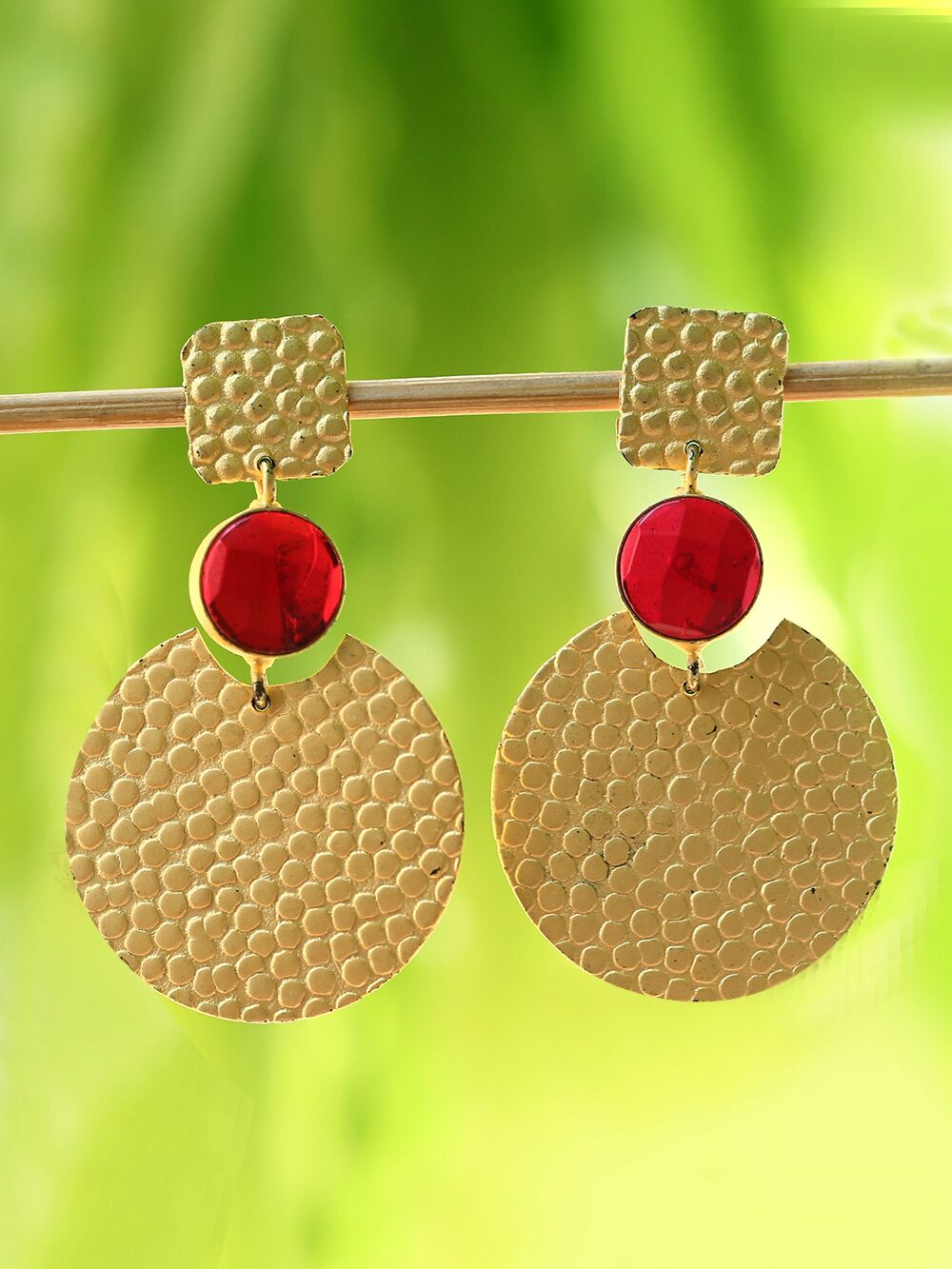 Round Shape Matte Gold Earrings