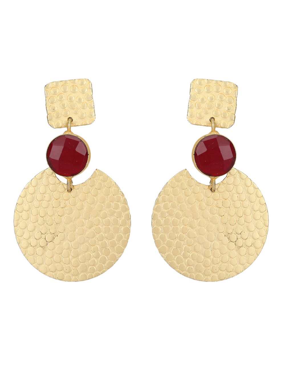 Round Shape Matte Gold Earrings