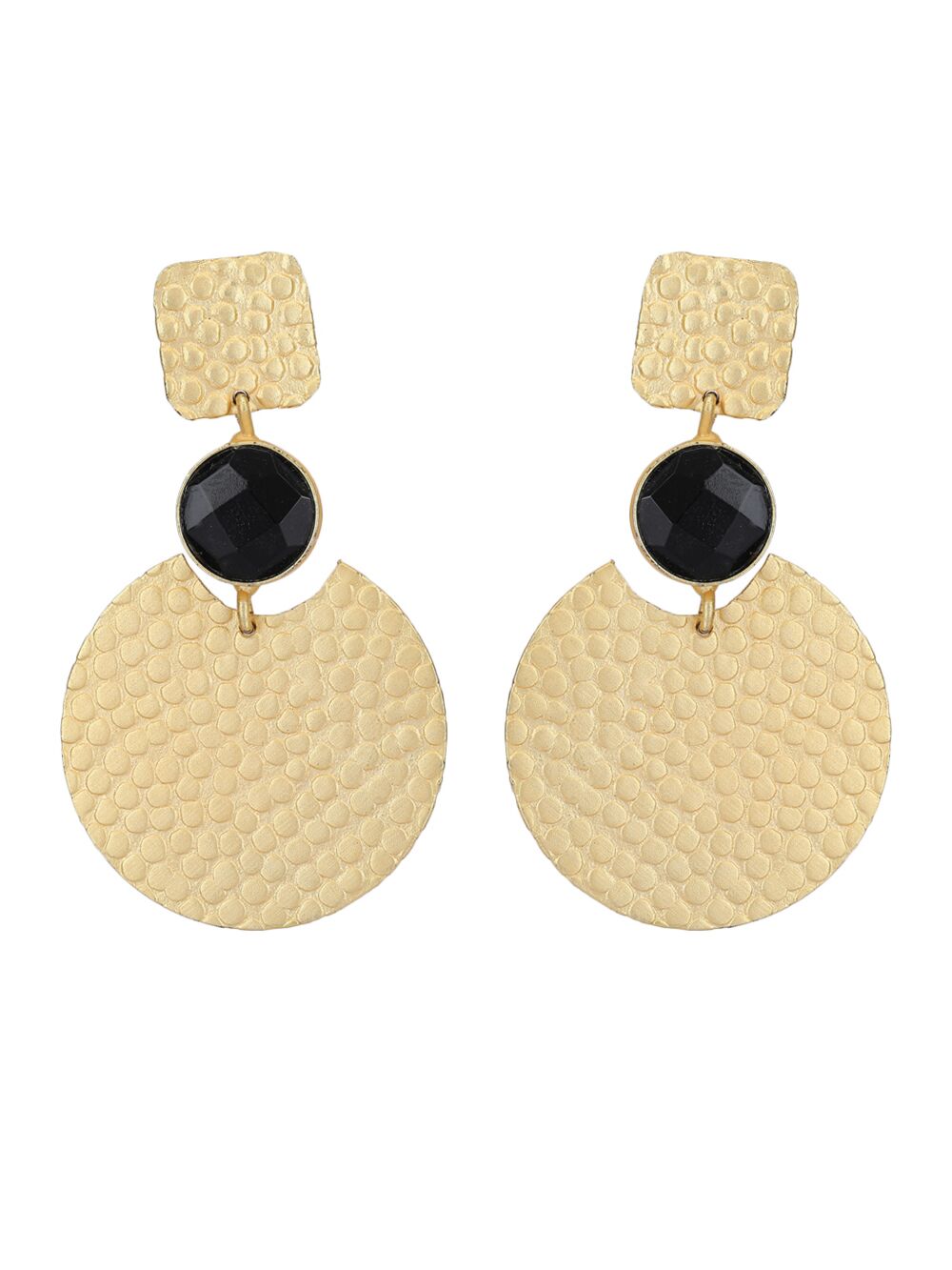 Round Shape Matte Gold Earrings