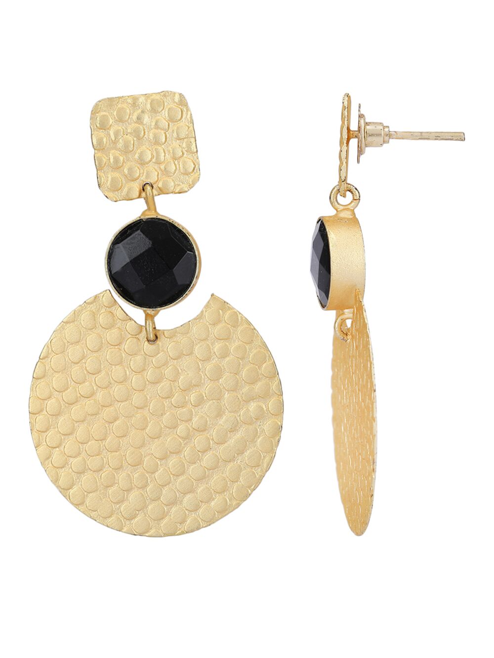 Round Shape Matte Gold Earrings