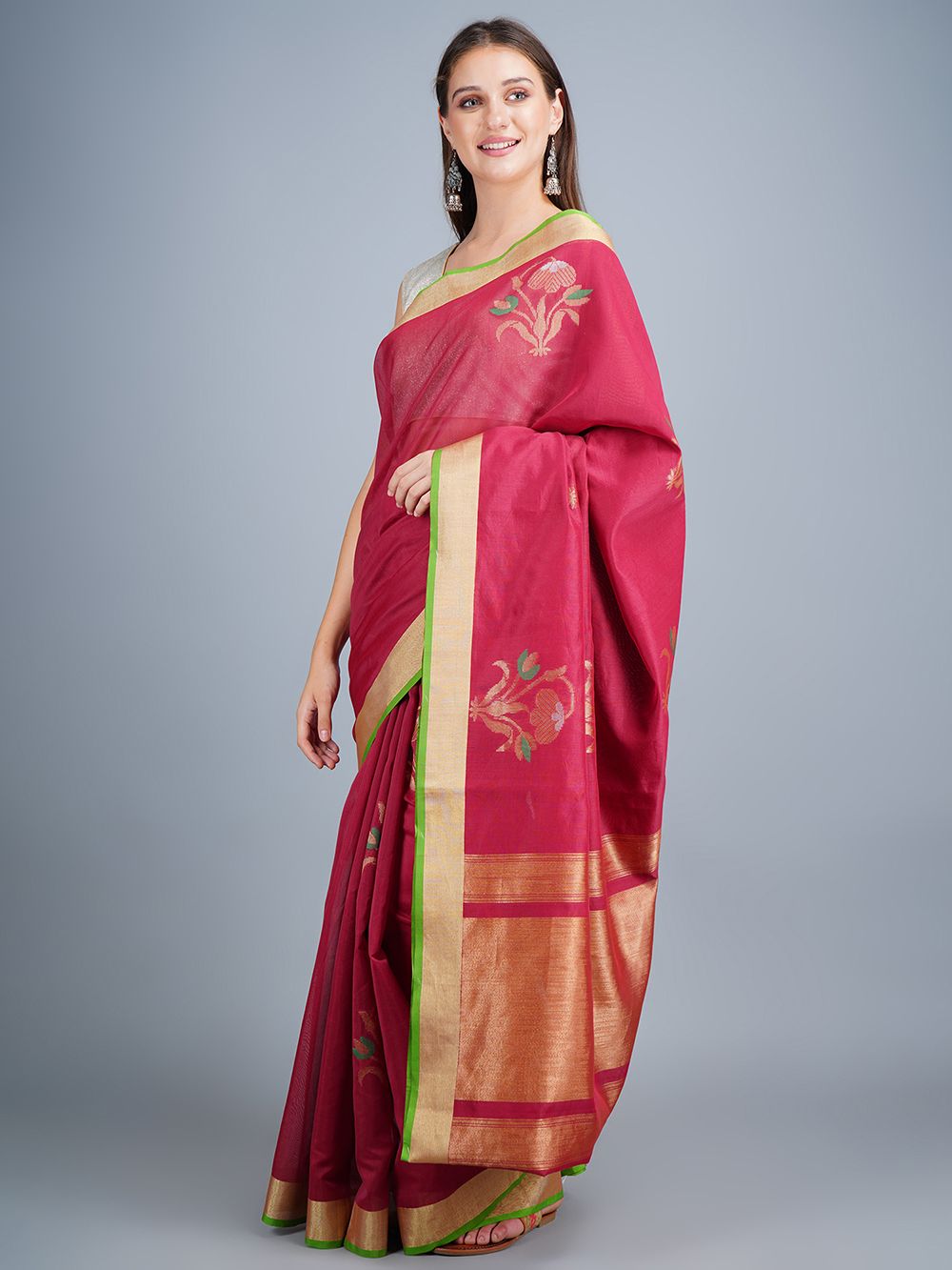 Maroon Handwoven Banarasi  Saree