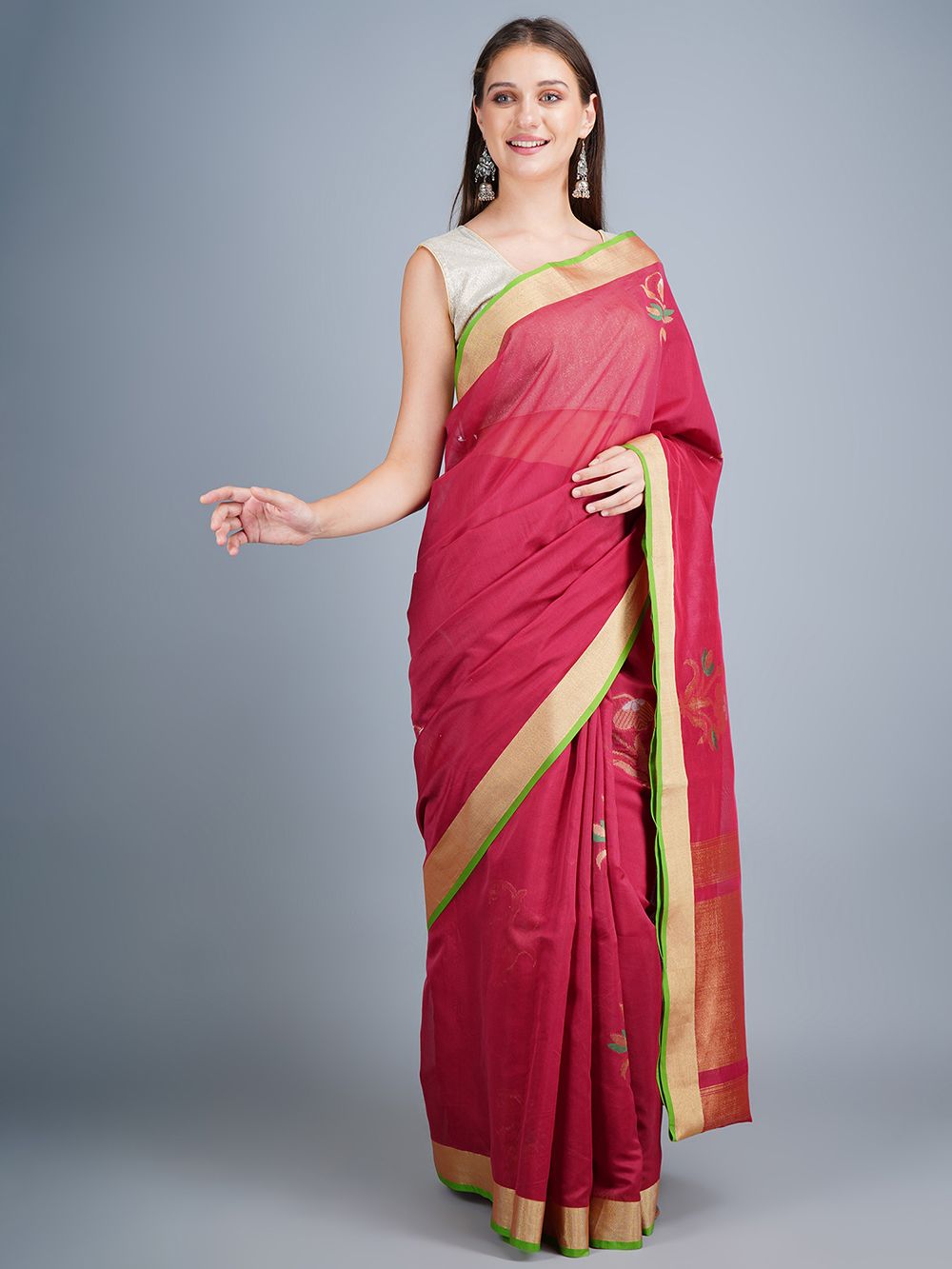 Maroon Handwoven Banarasi  Saree