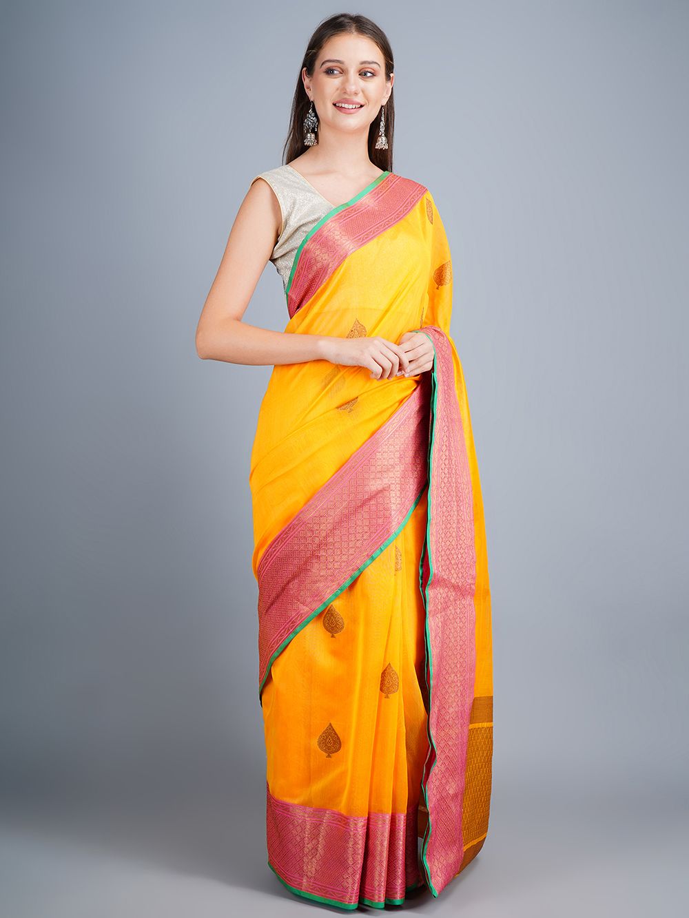 Yellow Handwoven Banarasi  Saree