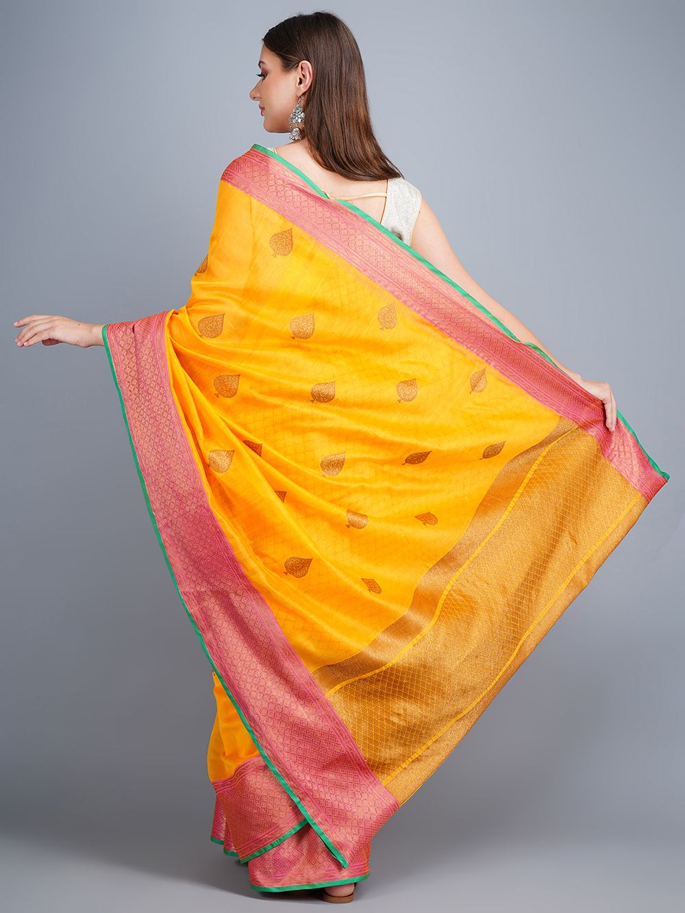 Yellow Handwoven Banarasi  Saree