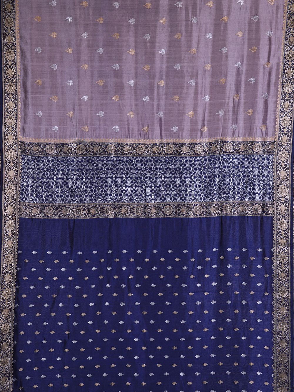 Greyish Blue Handwoven Banarasi  Silk Saree
