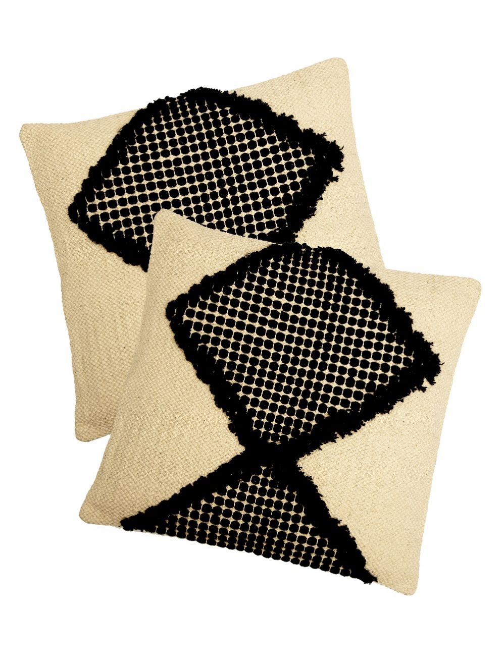 Black and White  Handloom cushion cover