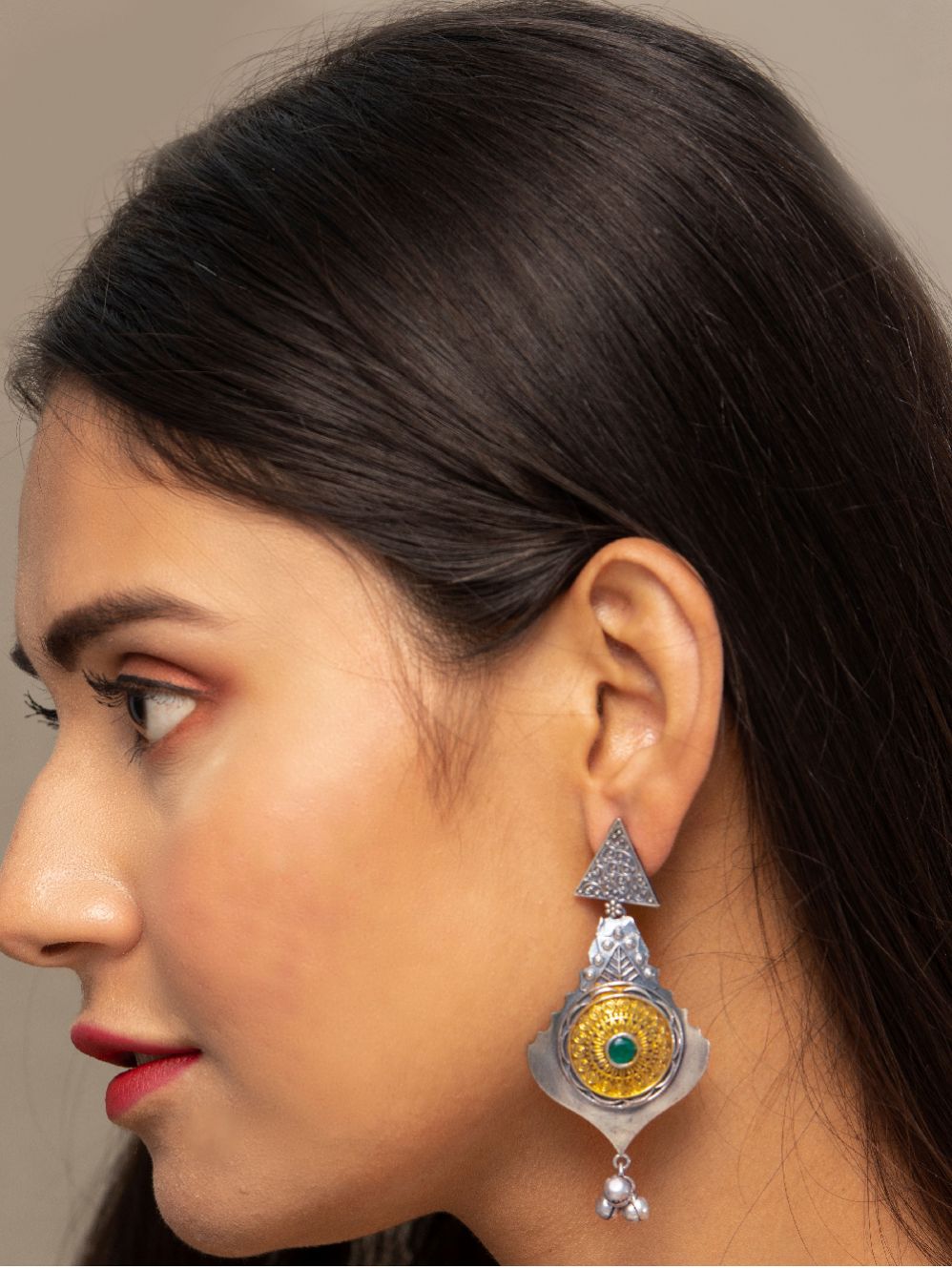 Tribal  Dual Tone Brass Earrings