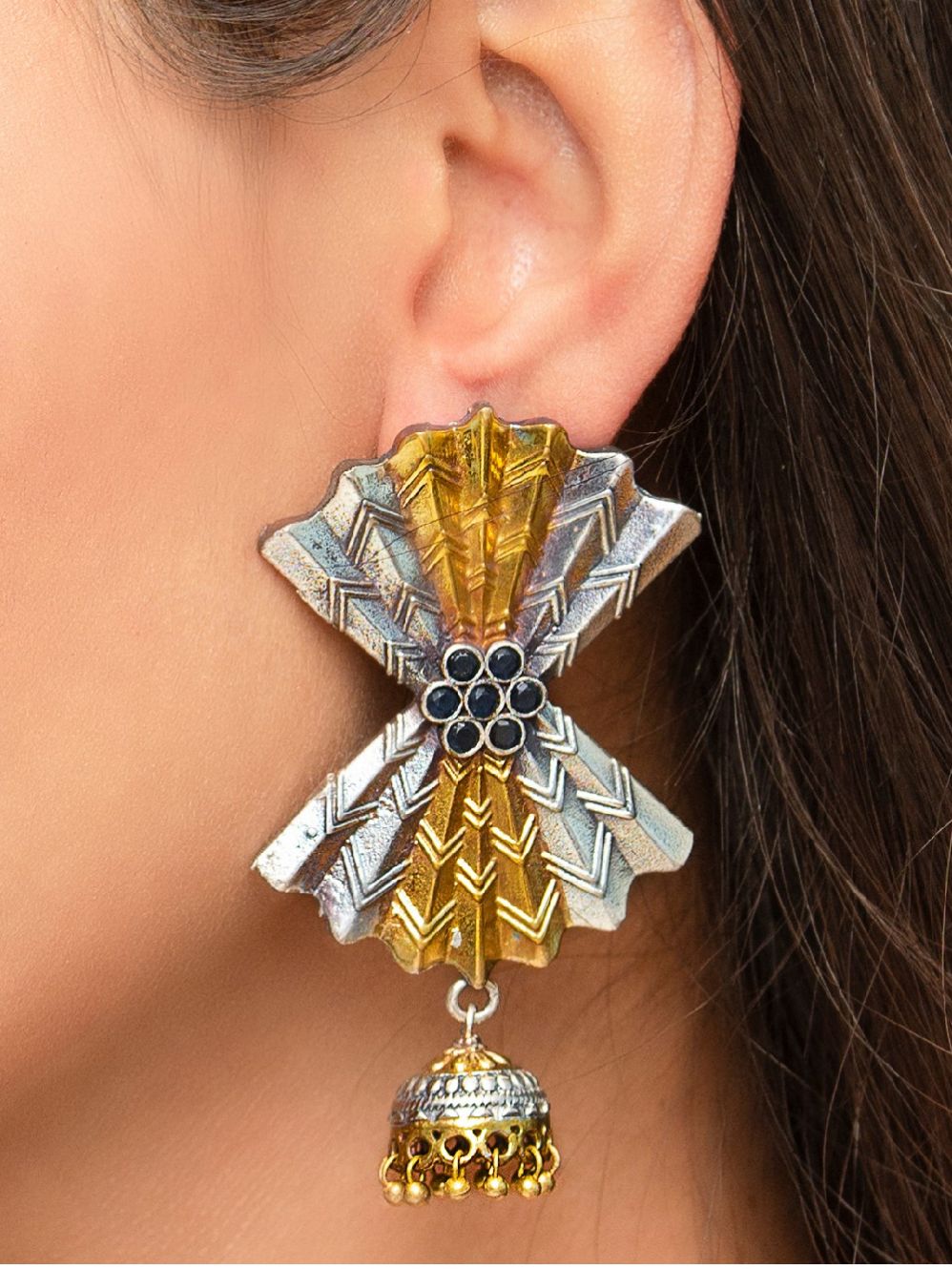 Dual Tone Brass butterfly  Earrings