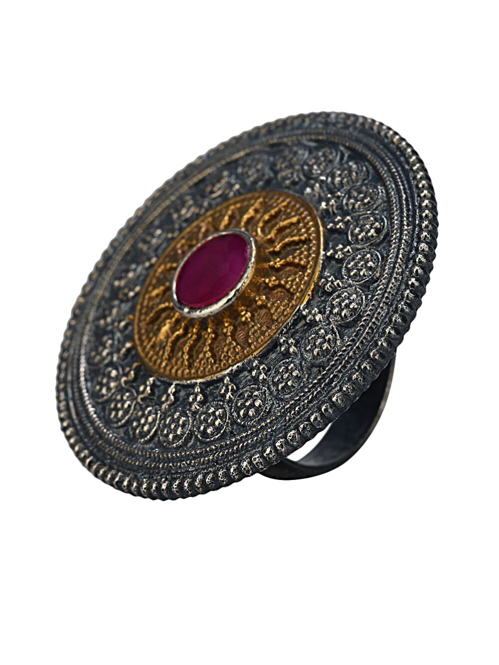 Red Dual Tone Brass Ring