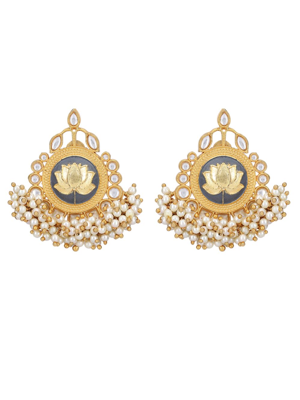 Lotus Style Matte Gold Earrings