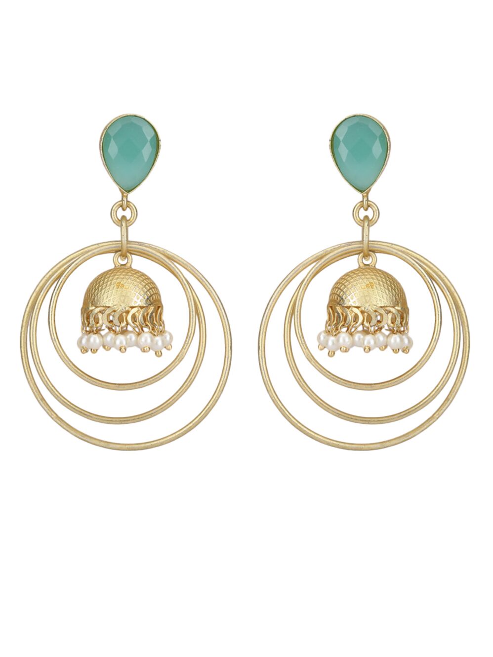 Round Shape Matte Gold Earrings