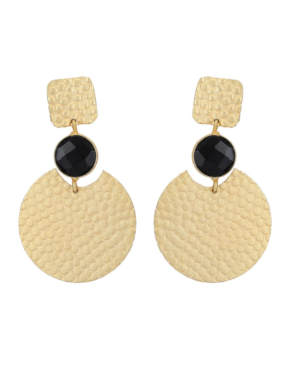 Round Shape Matte Gold Earrings