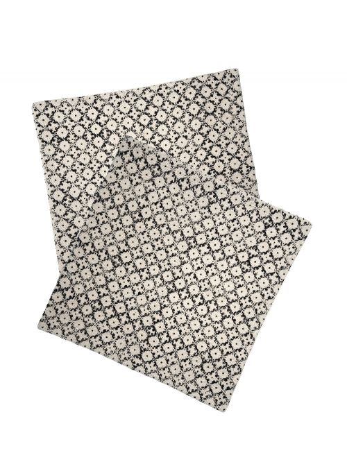 Black And White Hand Block Printed Cotton Dari Cushion Cover
