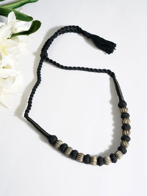 Black Silver Handcrafted  Beaded Necklace