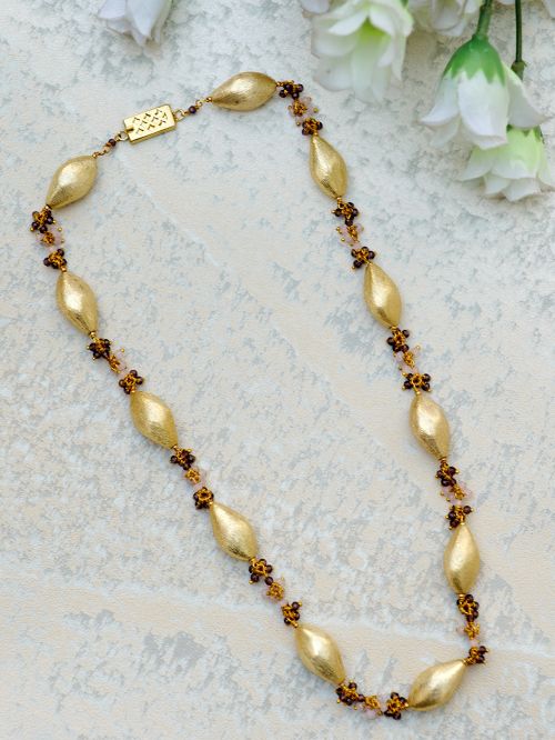 Matte Gold Handcrafted Beaded Necklace