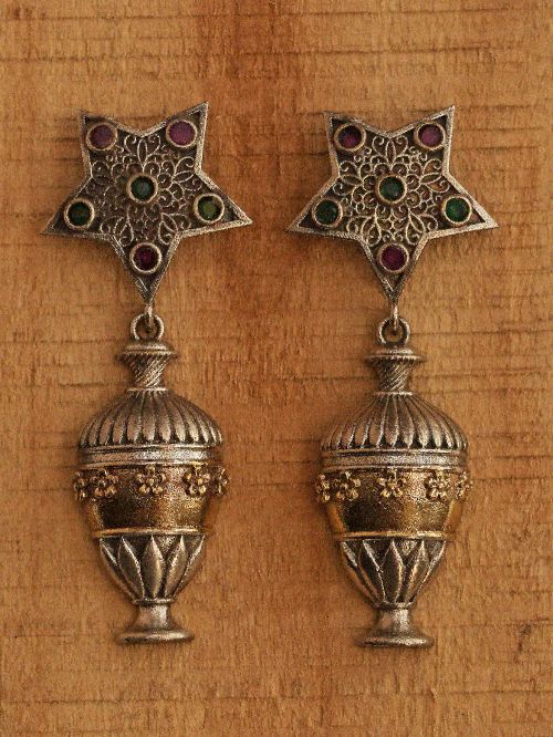 Tribal  Dual Tone Brass Earrings